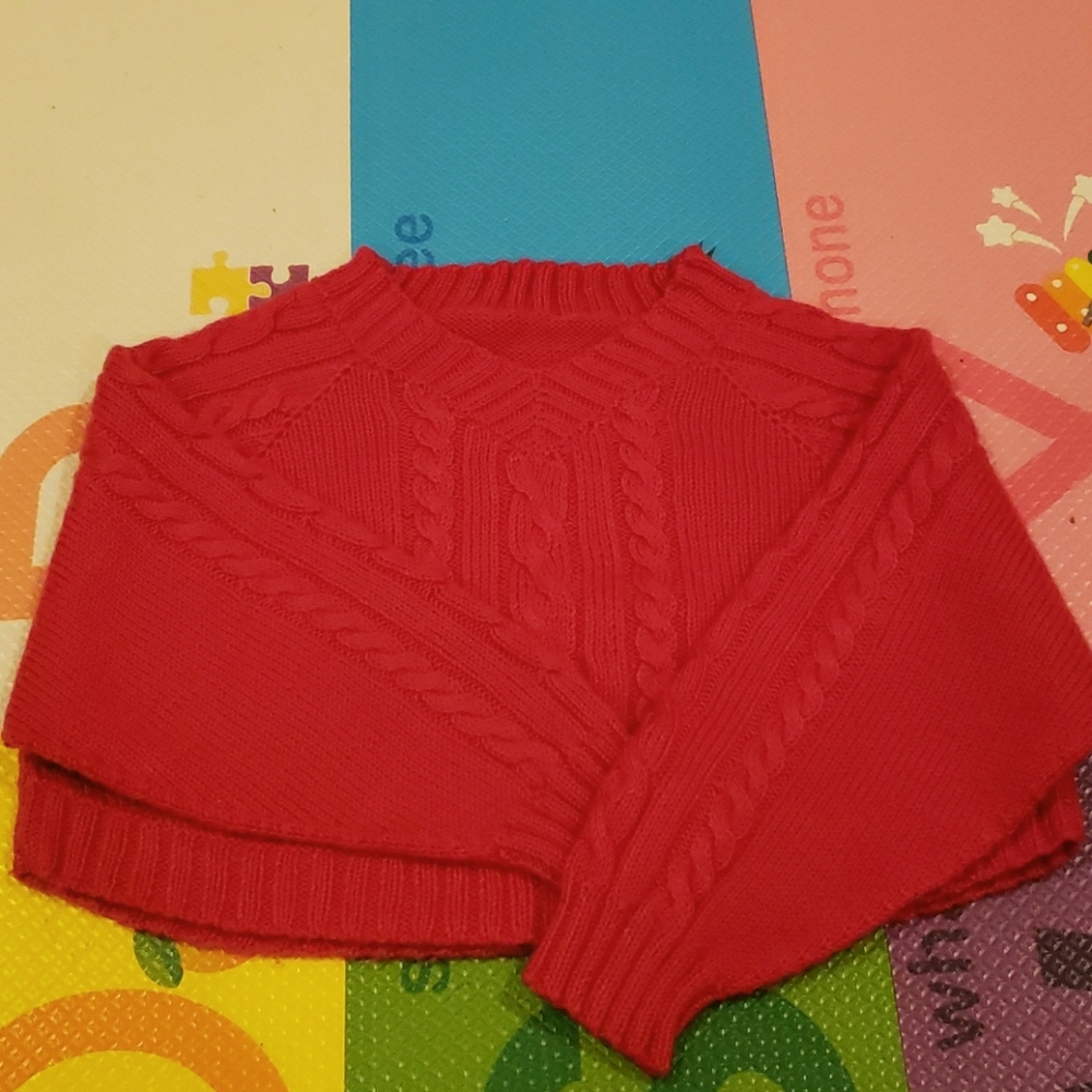 Hot pink kids short sweater wool 3-4 yr